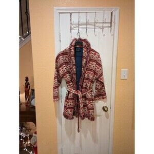 ZARA Womens Fringed Jacket Tribal Print Woven Coat Size Medium